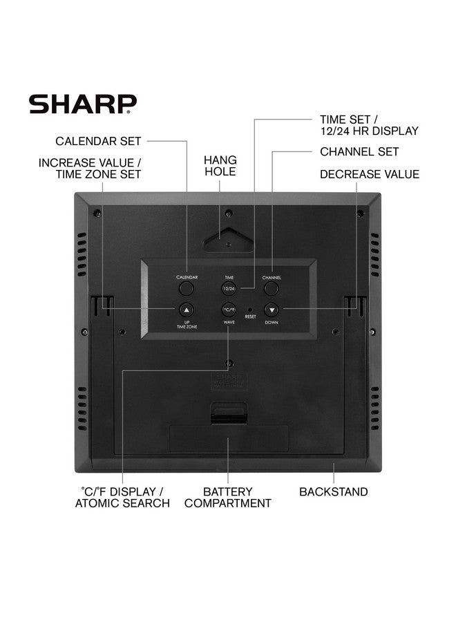 SHARP Sharp Atomic Clock - Atomic Accuracy - Never Needs Setting! -Silver Tech Style - Jumbo 3" Easy to Read Numbers - Indoor/Outdoor Temperature Display with Wireless Outdoor Sensor - Easy Set-Up!  - Image 3