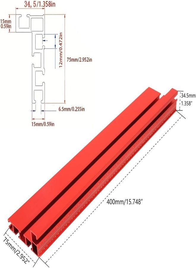 JCFANTS Table Saw Miter Gauge, Precision Miter Gauge with 27 Angle Stops Miter Gauge, Aluminum Miter Bar,Telescoping Fence and Dual Flip Shop Stop, Works w/Table Saws, Band Saw, Router Table (Red) - Image 2