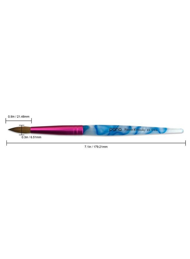 Pana USA Acrylic Kolinsky Hair Nail Brush, White-Swirl-Blue Handle with Pink - Image 2