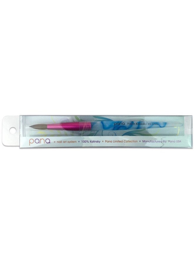 Pana USA Acrylic Kolinsky Hair Nail Brush, White-Swirl-Blue Handle with Pink - Image 5