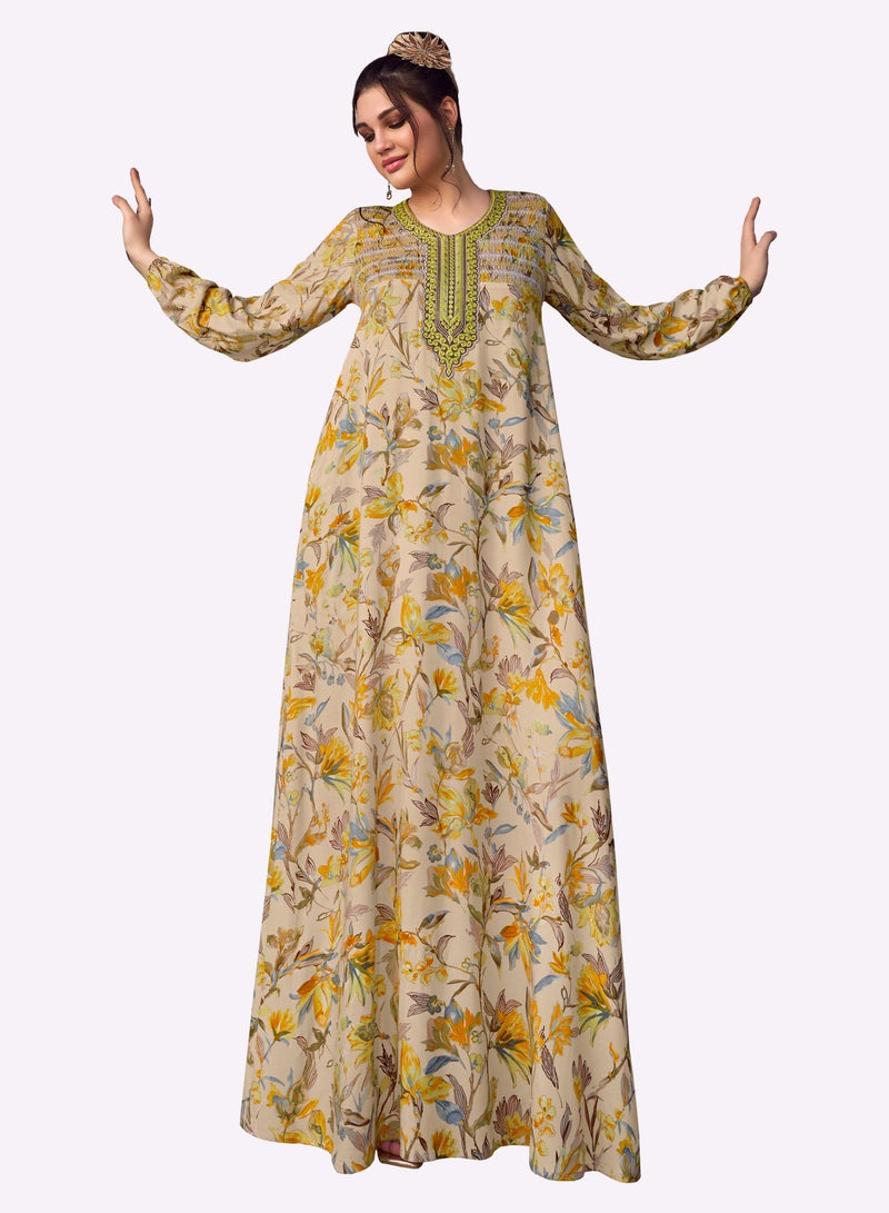 Sara Arabia Sara Arabia Floral Abstract Jalabiya  - Image 1