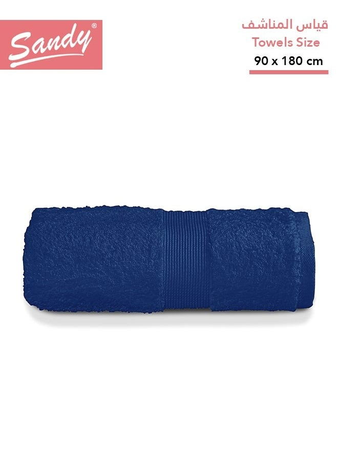 Sandy Sandy Extra Large Bath Towel Premium Hotel Quality 100% Cotton Made in Egypt, Soft Quick Drying and Highly Absorbent (90x180 cm) - Dark Blue  - Image 1