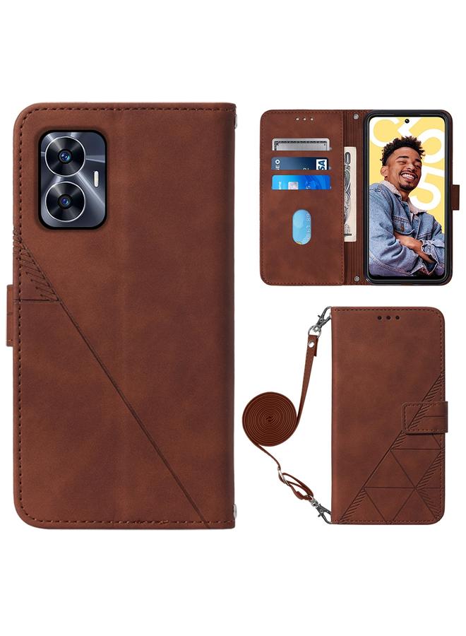 اس-توب جراب هاتف Realme C55 Crossbody من الجلد المنقوش ثلاثي الأبعاد - Image 1