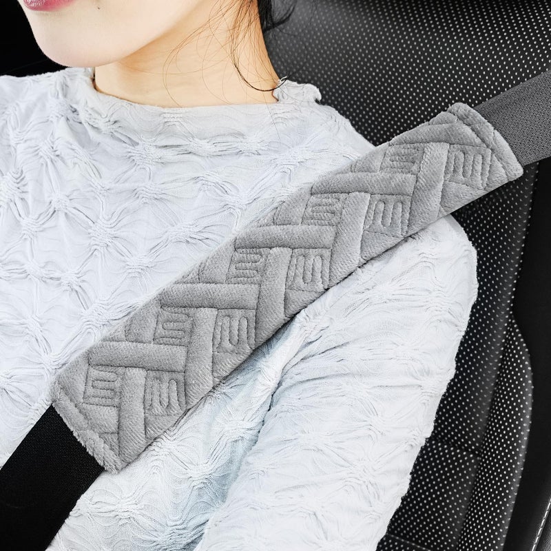 JUSTTOP 2Pack Universal Car Seat Belt Pads Cover for A More Comfortable Driving Seat Belt Shoulder Strap Covers Harness Pad for Car Interior AccessoriesGrey