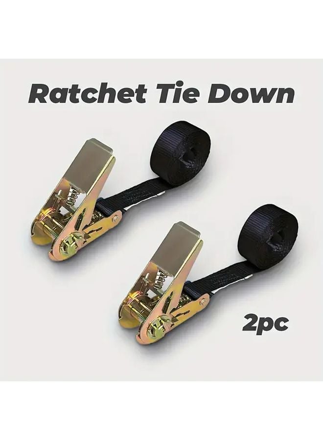 2pcs Black 1x3m Heavy Duty Ratchet Tie Down Straps High Tensile No Hook for Luggage Motorcycles Kayaks - Image 1