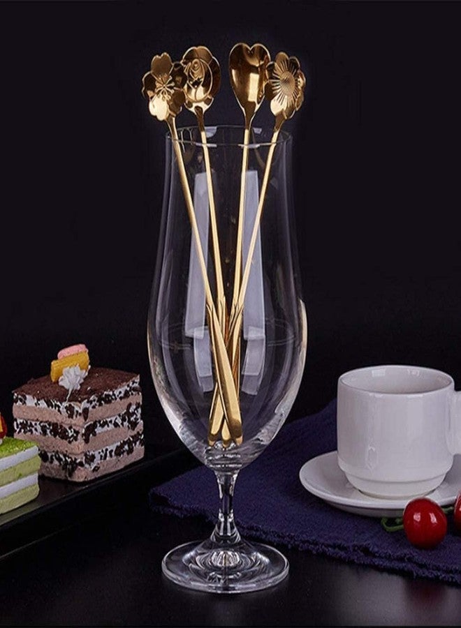 ABTER Golden Dessert Spoon Set – Elegant Flower-Shaped Coffee & Tea Spoons for Kitchen & Table Use - Image 3