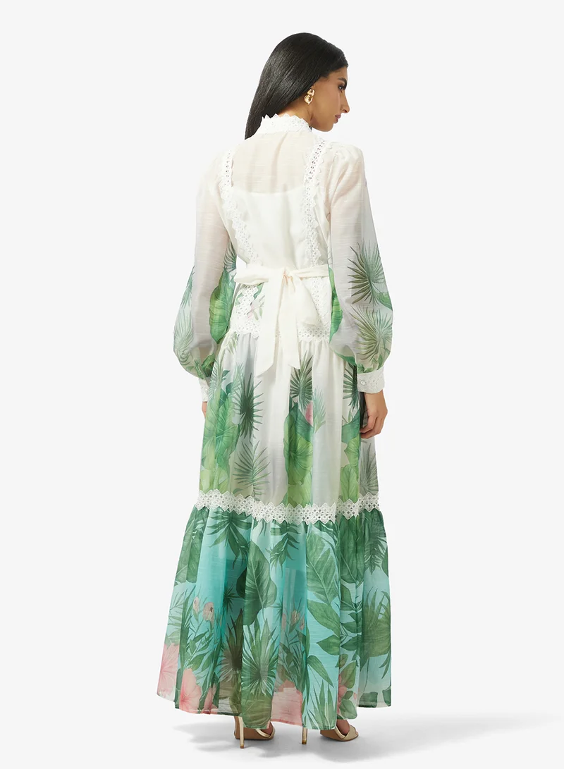 خزانة Tropical Print Dress