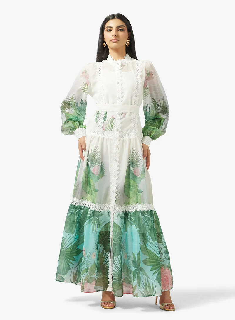 خزانة Tropical Print Dress