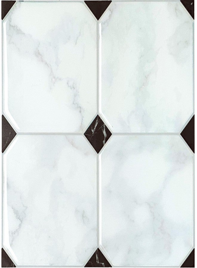 SMART TILES Peel and Stick Backsplash - 5 Sheets of 7,66" x 7,66" - 3D Adhesive Peel and Stick Tile Backsplash for Kitchen, Bathroom, Wall Tile - Image 1