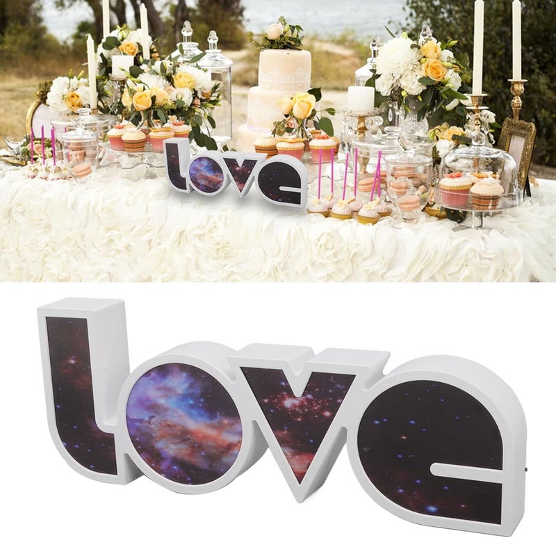 Love Letter Light Sign, LED White Light, USB and Battery Powered, 14.2x5.3 Inch - Romantic Decoration, Easy Operation, Ideal for Bedroom and Special Events (Star Sky) - Image 2