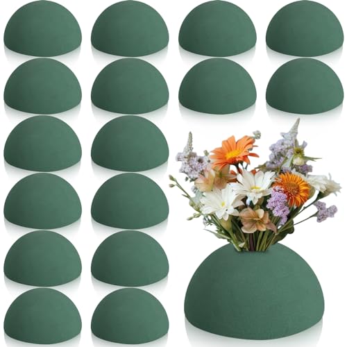 Hsei 16 Pcs Half Ball Floral Foam Dry Floral Flower Foam Round Foam Block Green Foam Balls for Artificial Flowers Plant DIY Floral Foam for Arrangement Wedding Decorations 354 x 177 Inch - Image 1