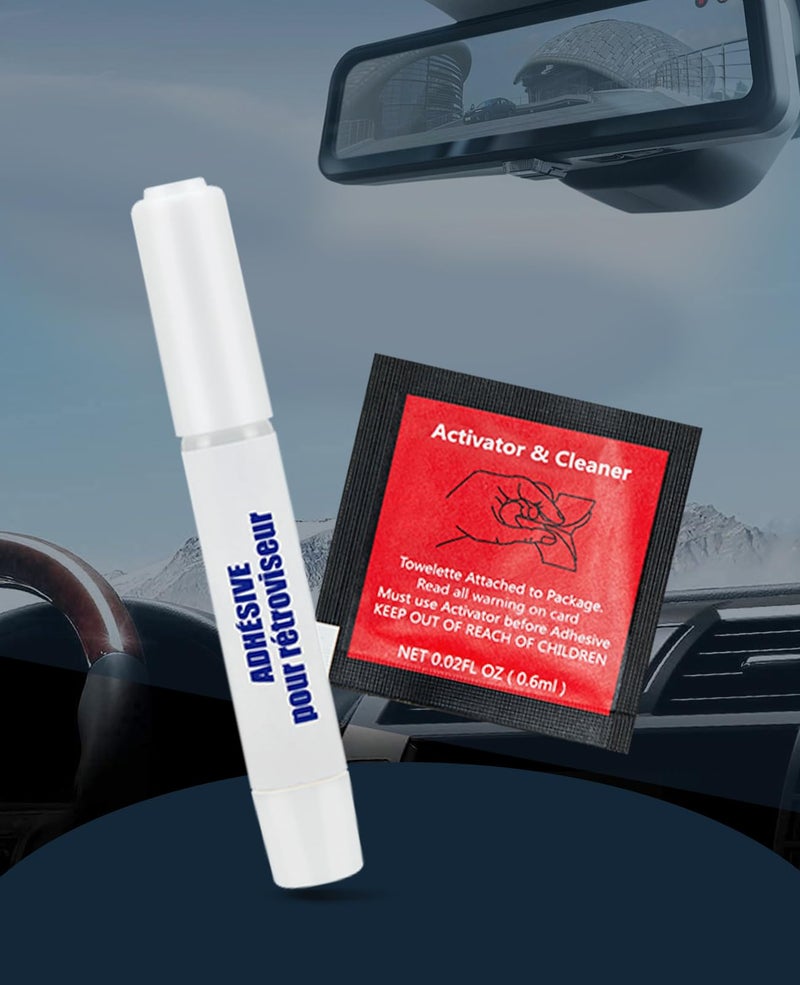 Visbella Rearview Mirror Adhesive Repair Kit Rear View Mirror Glue for Windshield Excellent Bonding for Glass & Metal - Image 5