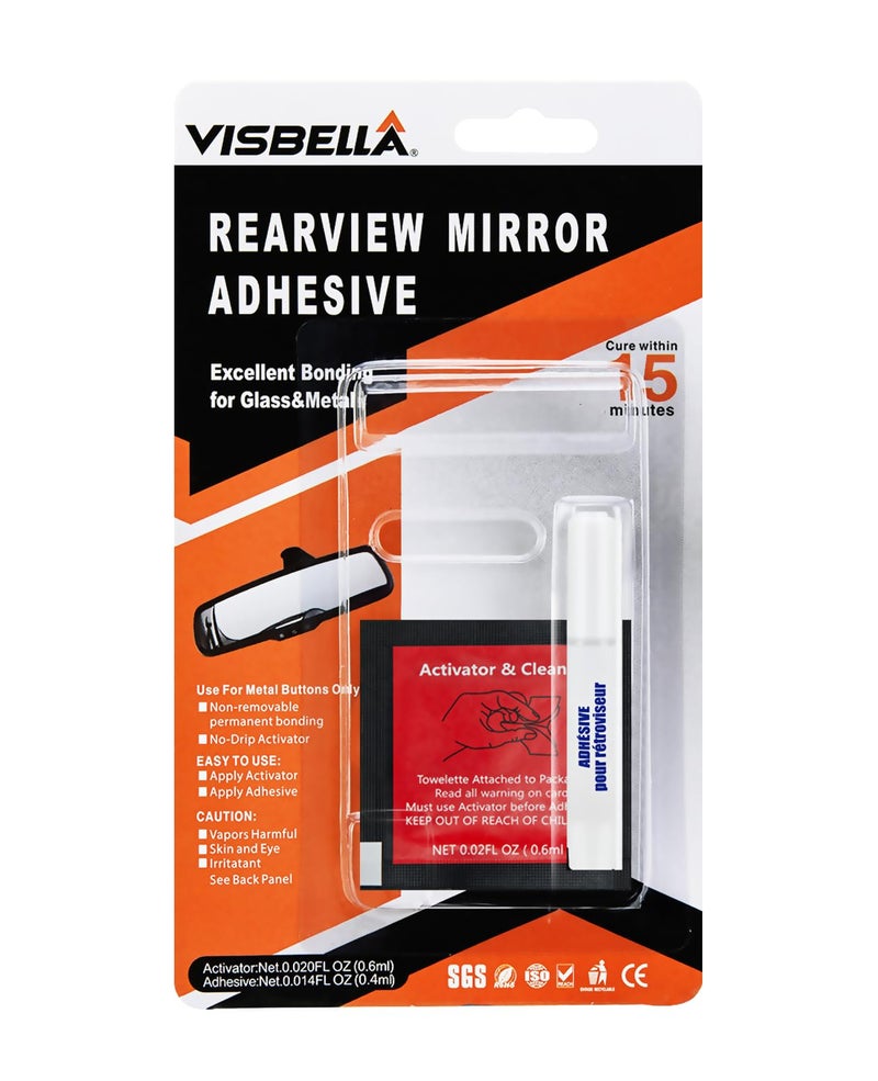 Visbella Rearview Mirror Adhesive Repair Kit Rear View Mirror Glue for Windshield Excellent Bonding for Glass & Metal - Image 1