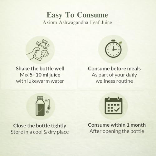 Axiom Ashwagandha Leaf Juice - 160ml | Ashwagandharishta Immunity Booster | Made with Pure Ashwagandha herb | Get Slim Ayurvedic Juice | Helps in Weight Management - Image 5