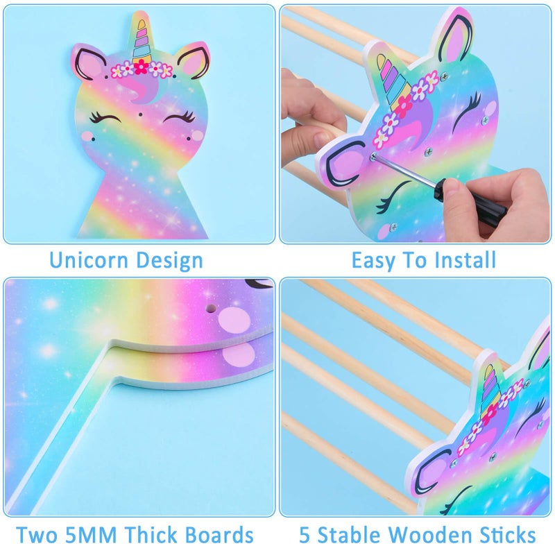 Basumee Girls Headband Holder Organizer Hair Hoop Headband Display Stand Unicorn Hairband Stand Organizer Headband Storage Home Room Decors for Girls, Rainbow - Image 5