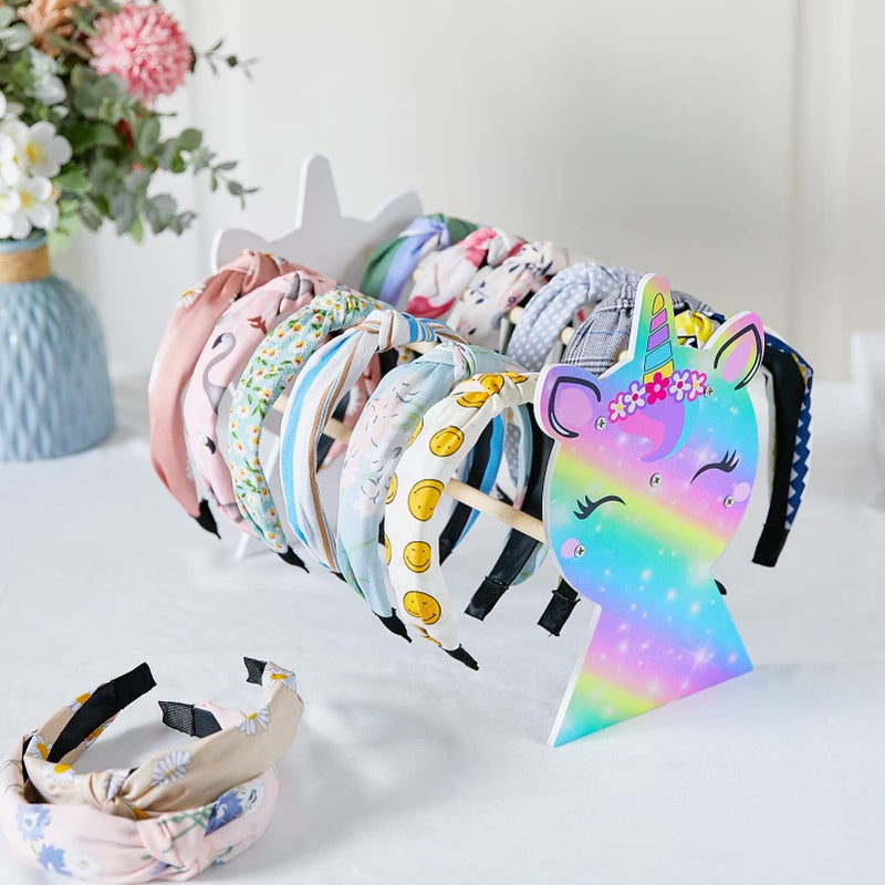 Basumee Girls Headband Holder Organizer Hair Hoop Headband Display Stand Unicorn Hairband Stand Organizer Headband Storage Home Room Decors for Girls, Rainbow - Image 3