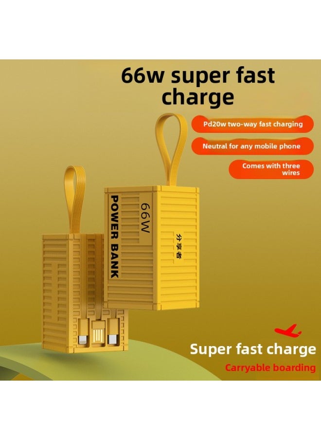 Generic - Creative Belt Large Capacity Container 66W Super Fast Charging Treasure 20000 MA Mobile Power Printed LOGO-Color:Yellow-Power Capacity:Coverage [motherboard + Shell] - Image 1