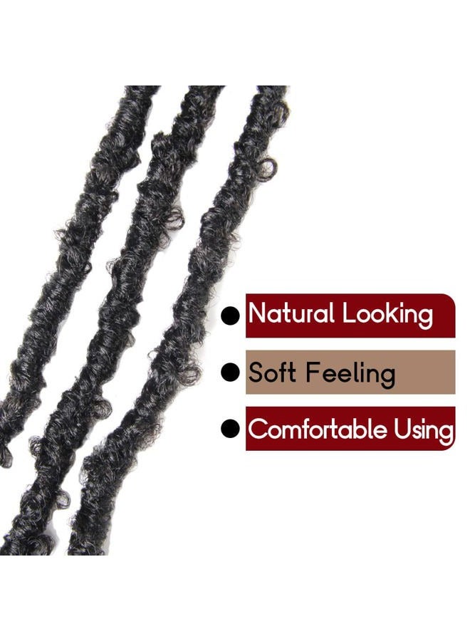 BOHOBABE 8 Packs Butterfly Locs Crochet Hair 14 Inch Light Weight Butterfly Faux Locs Crochet Hair Short Black Distressed Butterfly Locs, 1B - Image 4