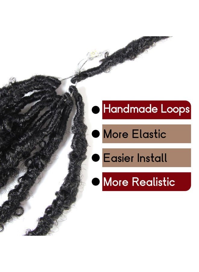 BOHOBABE 8 Packs Butterfly Locs Crochet Hair 14 Inch Light Weight Butterfly Faux Locs Crochet Hair Short Black Distressed Butterfly Locs, 1B - Image 3