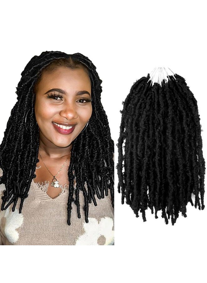 BOHOBABE 8 Packs Butterfly Locs Crochet Hair 14 Inch Light Weight Butterfly Faux Locs Crochet Hair Short Black Distressed Butterfly Locs, 1B - Image 1