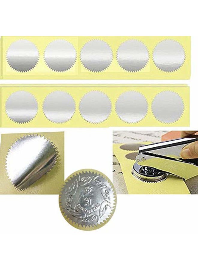 MDLG 100 Pack Blank Silver Embosser Stickers Metallic Scallop Edge Embossed Stickers Stamp Sealing Blank Certificate Self-Adhesive Stickers (Silver) - Image 1