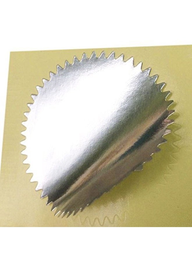 MDLG 100 Pack Blank Silver Embosser Stickers Metallic Scallop Edge Embossed Stickers Stamp Sealing Blank Certificate Self-Adhesive Stickers (Silver) - Image 5