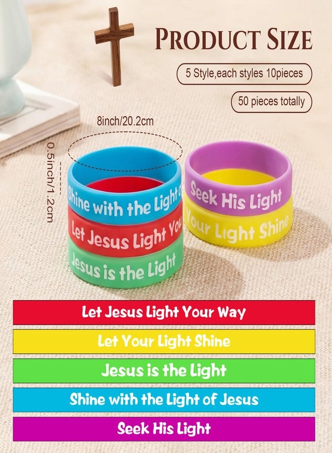 Seematn 50 Pcs Easter Religious Bracelets Bulk Christian Gift Glow in the Dark Wristbands with Bible Verse Inspirational Christian Faith Silicone Bracelets with Scripture (Mixed Text,Colorful) - Image 2