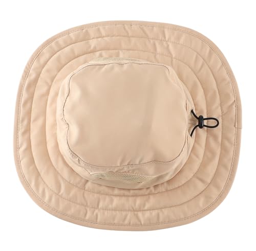 Connectyle Kids UPF 50+ Bucket Sun Hat UV Sun Protection Hats Wide Brim Summer Beach Hat Light Khaki - Image 3