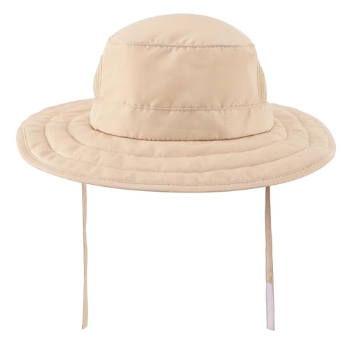 Connectyle Kids UPF 50+ Bucket Sun Hat UV Sun Protection Hats Wide Brim Summer Beach Hat Light Khaki - Image 2