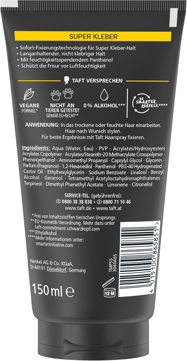 taft Schwarzkopf Gel Super Glue (150 ml), Hair Gel with Instant Adhesion for an Adhesive-Like Hold, Gentle on Hair and Scalp, Vegan, Hair Styling Gel - Image 3