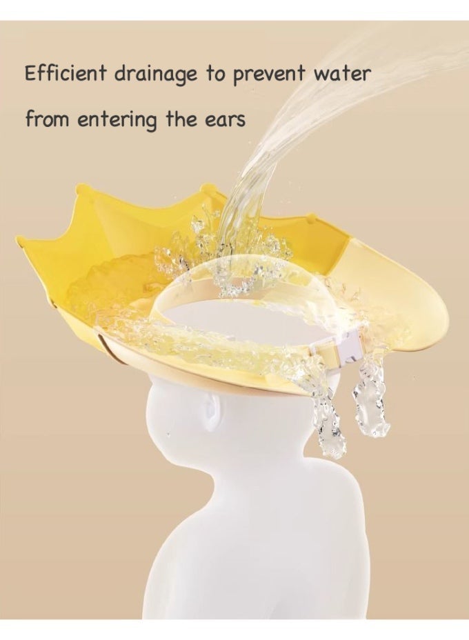 Baby Shower Caps Shield, Adjustable Silicone Shower Caps for Kids Waterproof Shampoo Hat for Children Toddler Visor Hat for Eye and Ear Protection Cute Crown Shape Makes Bath More Fun,Safe Material Without BPA - Image 2