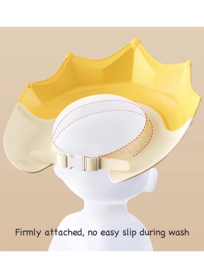 Baby Shower Caps Shield, Adjustable Silicone Shower Caps for Kids Waterproof Shampoo Hat for Children Toddler Visor Hat for Eye and Ear Protection Cute Crown Shape Makes Bath More Fun,Safe Material Without BPA - Image 3