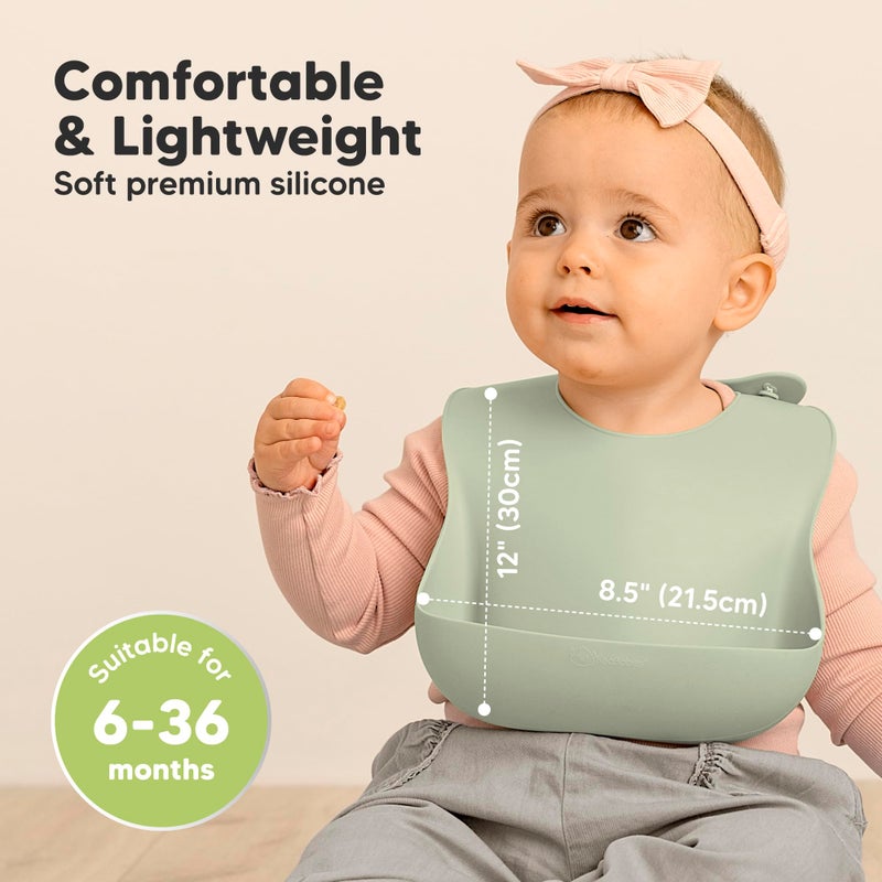 KeaBabies 2-Pack Silicone Baby Bibs for Eating - Sturdy Food-Grade Silicone Bibs for Babies Girl, Boy, Large Food Catcher, Clean & Put On Easily, Waterproof Toddler Feeding Essentials (Macaron) - Image 3