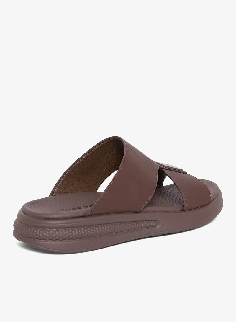 Geoomnii Brown Comfort Arabic Sandals for Men – Classic Slip-On Open Toe Sandals with Cushioned Footbed for Daily Wear for Men | Best Price UAE