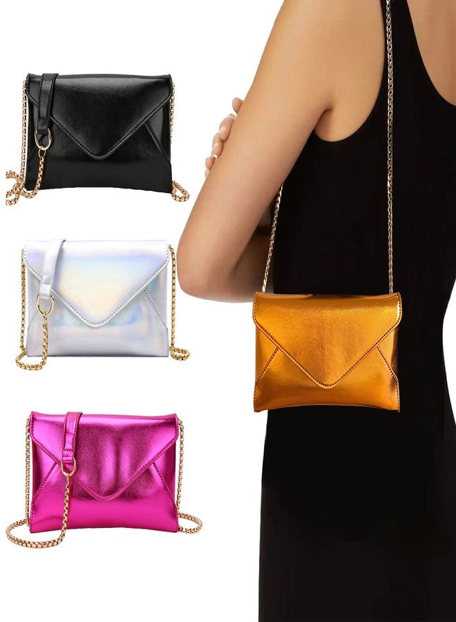 Trisapu Evening Clutch Purses for Women Envelope Clutches Crossbody Bag Metallic Purse Wedding Prom Party Night Shiny Small Shoulder Handbag Orange, Orange - Image 5