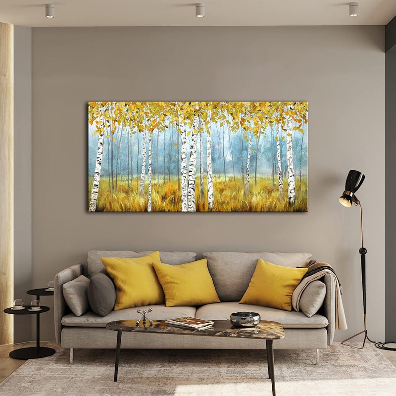 Pogusmavi Large Birch Tree Canvas Wall Art - Image 1