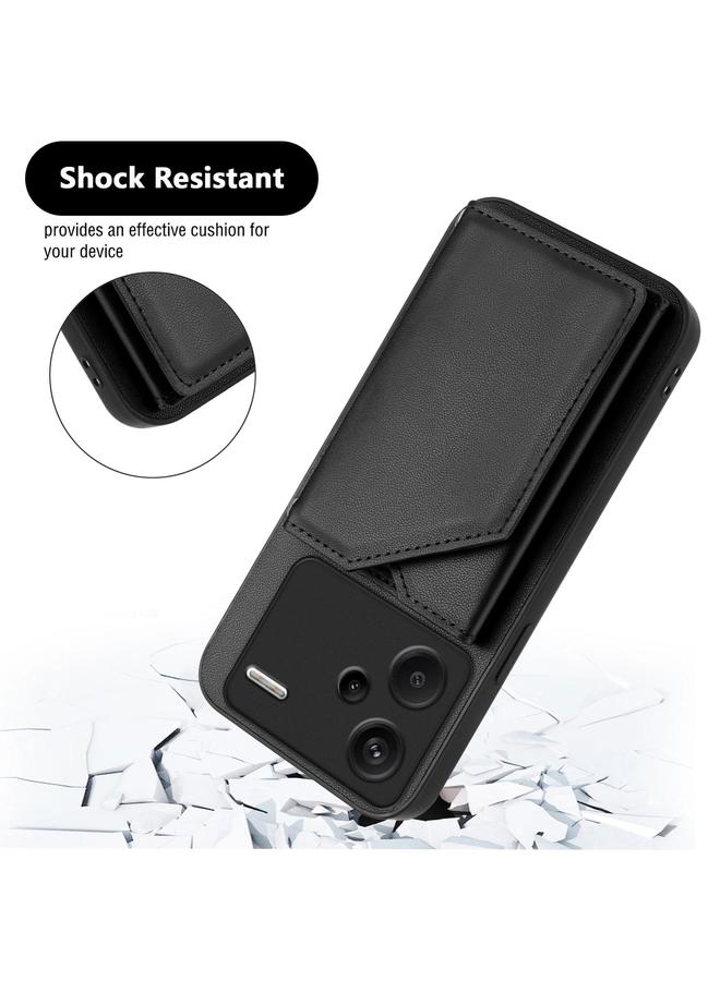 S-TOP Case For Redmi Note 13 Pro+ Skin Feel Four Card Slots Phone Case with Wrist Strap - Image 3