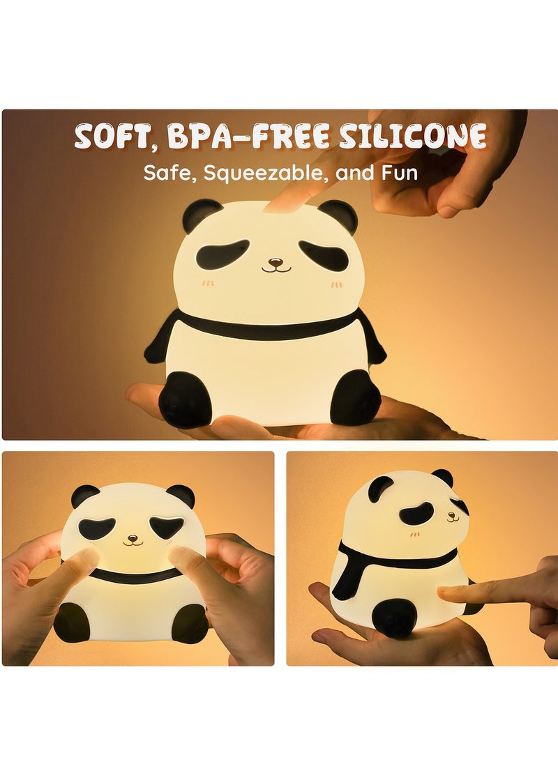 MOCOM Rechargeable Silicone LED Night Light - Panda Touch Lamp, USB Dimming Silicone Animal Lamp, Soft Cartoon Panda Wizard Night Light for Kids, Bedroom Decor, Birthday Gift  - Image 4