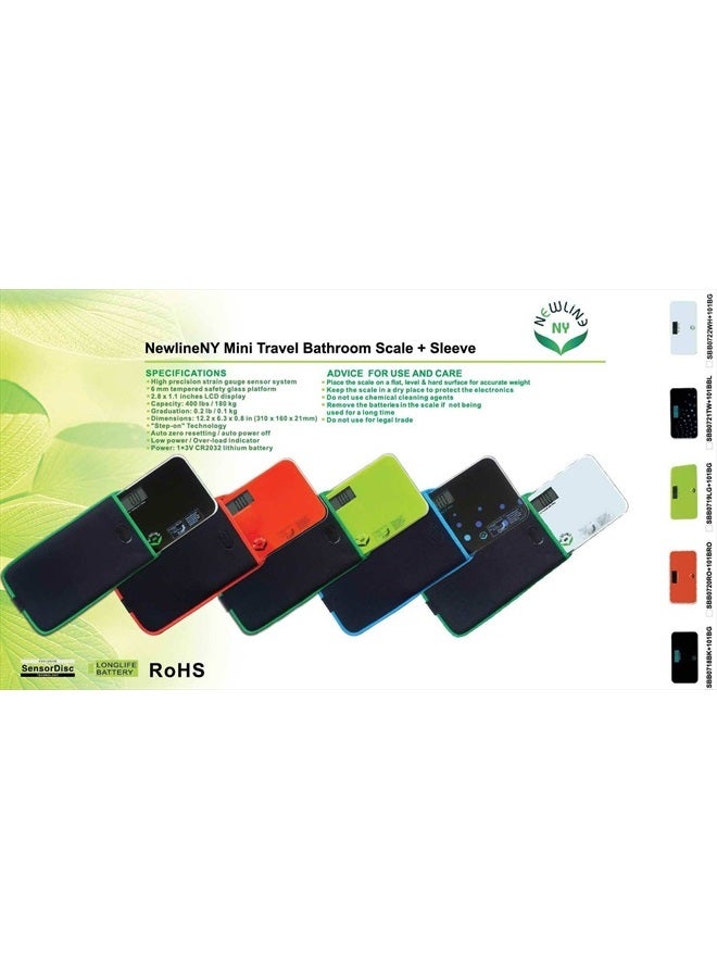 NewlineNY ميزان حمام مصغر عصري مع حقيبة سفر، SBB0721M-NYTW + NY-MSS101-BBL - Image 4