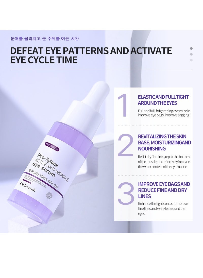 DELEVENTH - DEleventh Korean Brand Pro-Xylane Active Anti-Wrinkle Eye Serum 30ml / Anti-Aging, Reduces Puffiness, Dark Circles, & Firms Skin, Hydrating, Brightening, and Revitalizing Formula for Youthful Eyes - Image 1