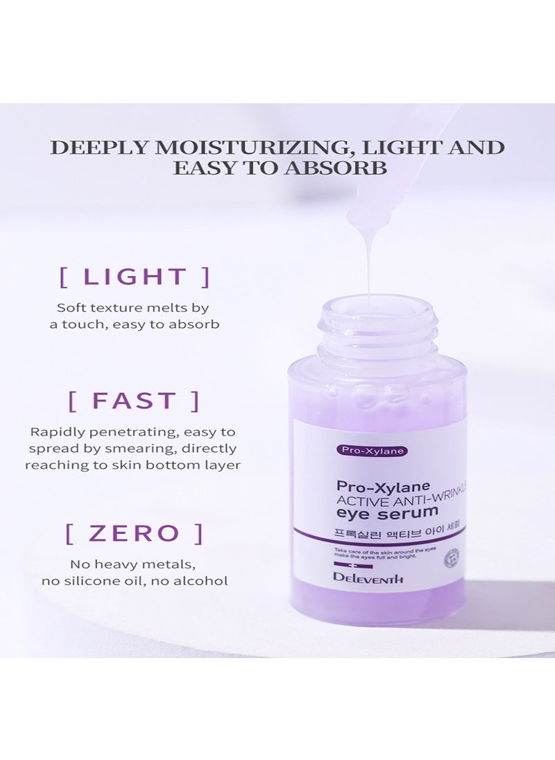 DELEVENTH - DEleventh Korean Brand Pro-Xylane Active Anti-Wrinkle Eye Serum 30ml / Anti-Aging, Reduces Puffiness, Dark Circles, & Firms Skin, Hydrating, Brightening, and Revitalizing Formula for Youthful Eyes - Image 1