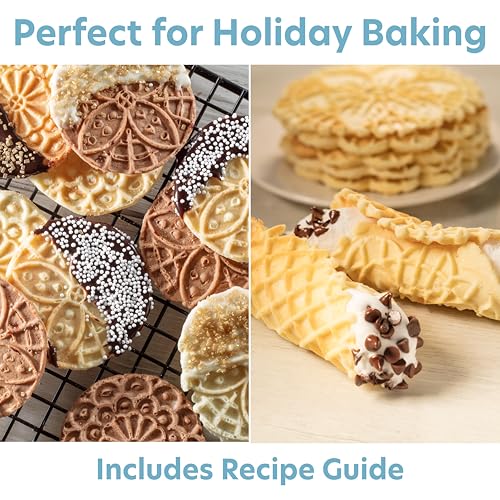 CucinaPro Mini Electric Pizzelle Maker- Makes 1 Personal Tiny Sized 4" Traditional Italian Waffle in Minutes- Nonstick Iron Press w Recipe Book- Dessert Cookie Treat or Housewarming Baking Machine, Gift for Her - Image 4