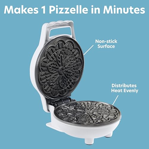 CucinaPro Mini Electric Pizzelle Maker- Makes 1 Personal Tiny Sized 4" Traditional Italian Waffle in Minutes- Nonstick Iron Press w Recipe Book- Dessert Cookie Treat or Housewarming Baking Machine, Gift for Her - Image 2