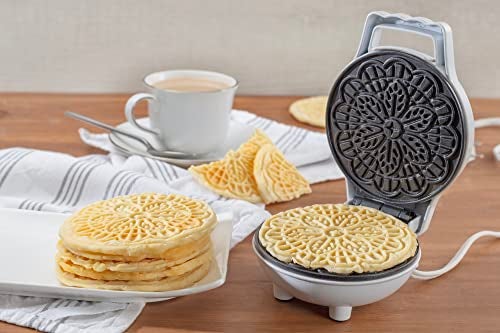 CucinaPro Mini Electric Pizzelle Maker- Makes 1 Personal Tiny Sized 4" Traditional Italian Waffle in Minutes- Nonstick Iron Press w Recipe Book- Dessert Cookie Treat or Housewarming Baking Machine, Gift for Her - Image 5