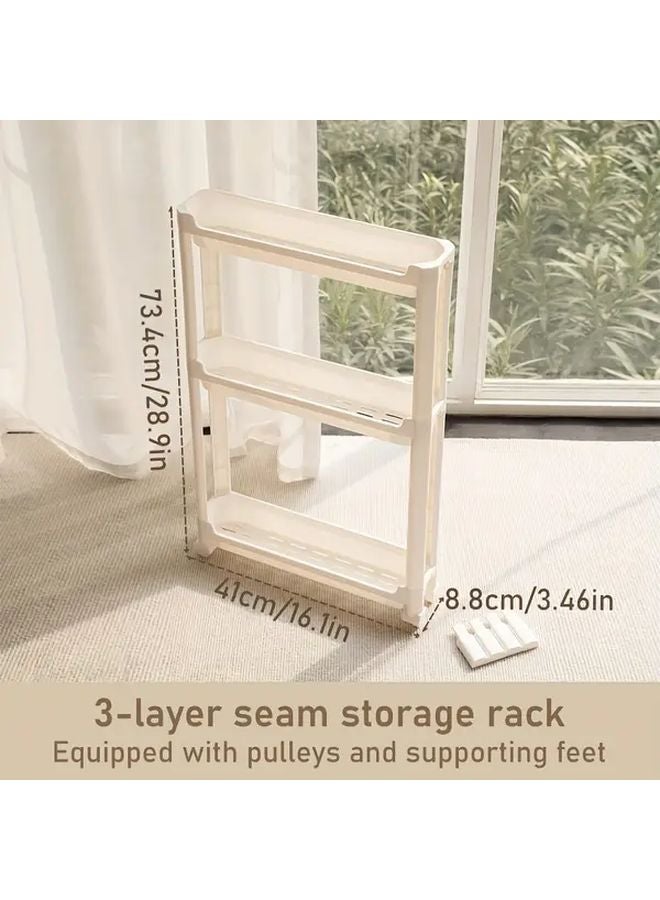 White 3 Tier Rolling Storage Cart With Wheels Space Saving Organizer For Bathroom - Image 4