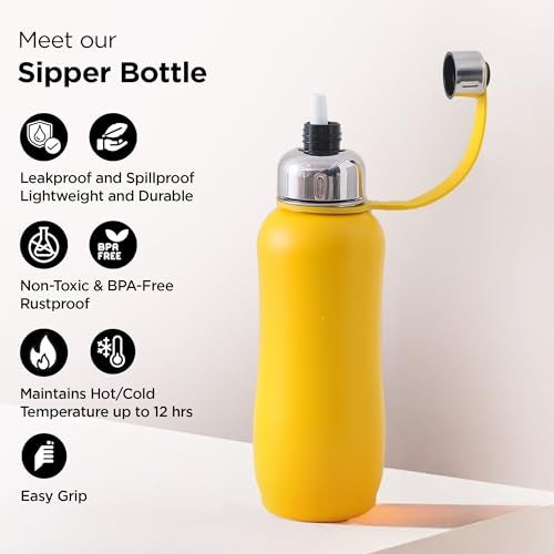 UMAI 750ml Insulated Thermosteel Bottle | Hot And Cold Water Bottle for Office, Gym, School | Leakproof | Vacuum Insulated Water Bottles | Easy Carry Flask for Kids/Adults | Yellow - Image 2