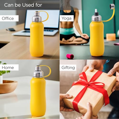 UMAI 750ml Insulated Thermosteel Bottle | Hot And Cold Water Bottle for Office, Gym, School | Leakproof | Vacuum Insulated Water Bottles | Easy Carry Flask for Kids/Adults | Yellow - Image 4
