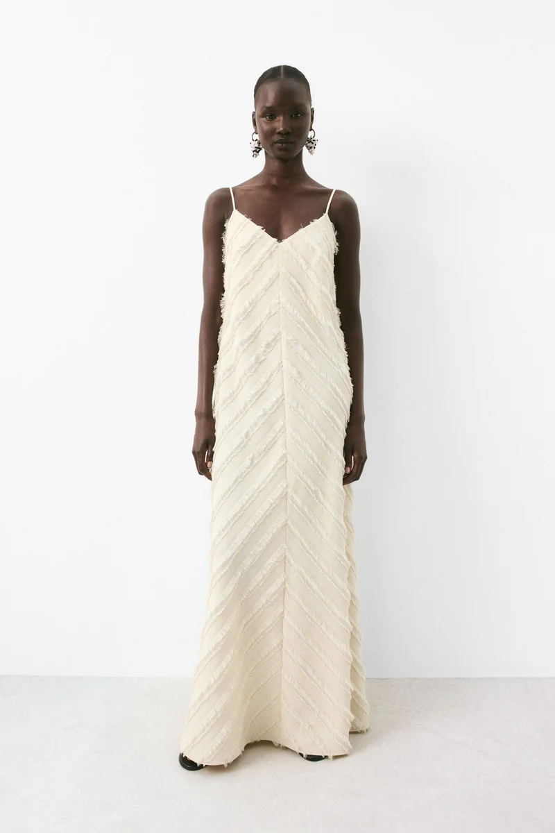 H&M Fringe-trimmed strappy dress