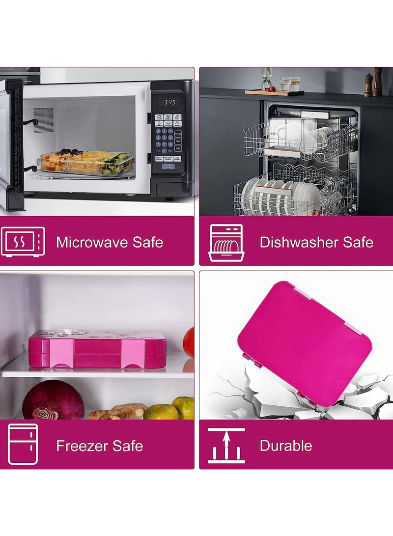 TOMSHOO صناديق بنتو للأطفال والرضع للمدرسة، صندوق غداء بنتو سعة 710 مل مع 6 أقسام - أحجام مثالية للوجبات للأطفال من 3 إلى 7 سنوات، وجبات محددة الكمية للمراهقين والبالغين، خالية من BPA، آمنة في غسالة الصحون - زرقاء - Image 4