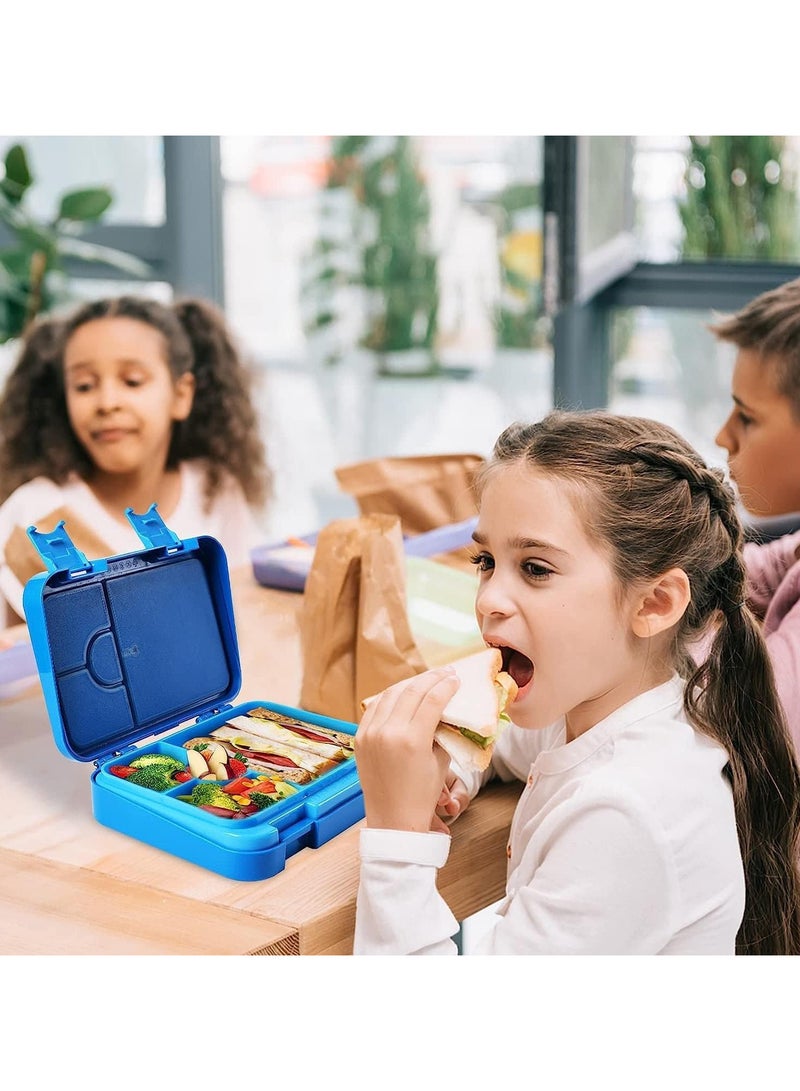 TOMSHOO صناديق بنتو للأطفال والرضع للمدرسة، صندوق غداء بنتو سعة 710 مل مع 6 أقسام - أحجام مثالية للوجبات للأطفال من 3 إلى 7 سنوات، وجبات محددة الكمية للمراهقين والبالغين، خالية من BPA، آمنة في غسالة الصحون - زرقاء - Image 5